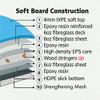 KONA SURF CO. The 4-4 Surfboard for Beginners Kids and Adults - Soft Top Foam Surfboards for Beach - Surf as a Boogie Board Bodyboard or Softboard - Includes Fins and Leash in Light Blue sz:4ft 4in view 4