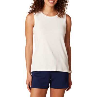 Amazon Essentials Women's Soft Cotton Relaxed-Fit Yoga Tank Top (Available in Plus Size), White, Large