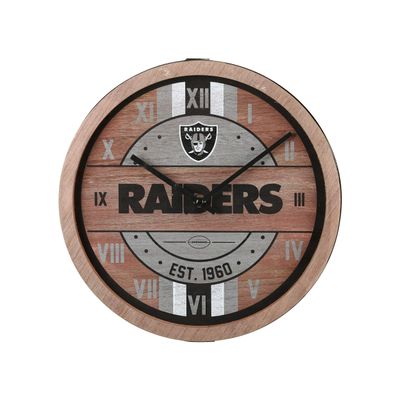 FOCO Oakland Raiders NFL Barrel Wall Clock