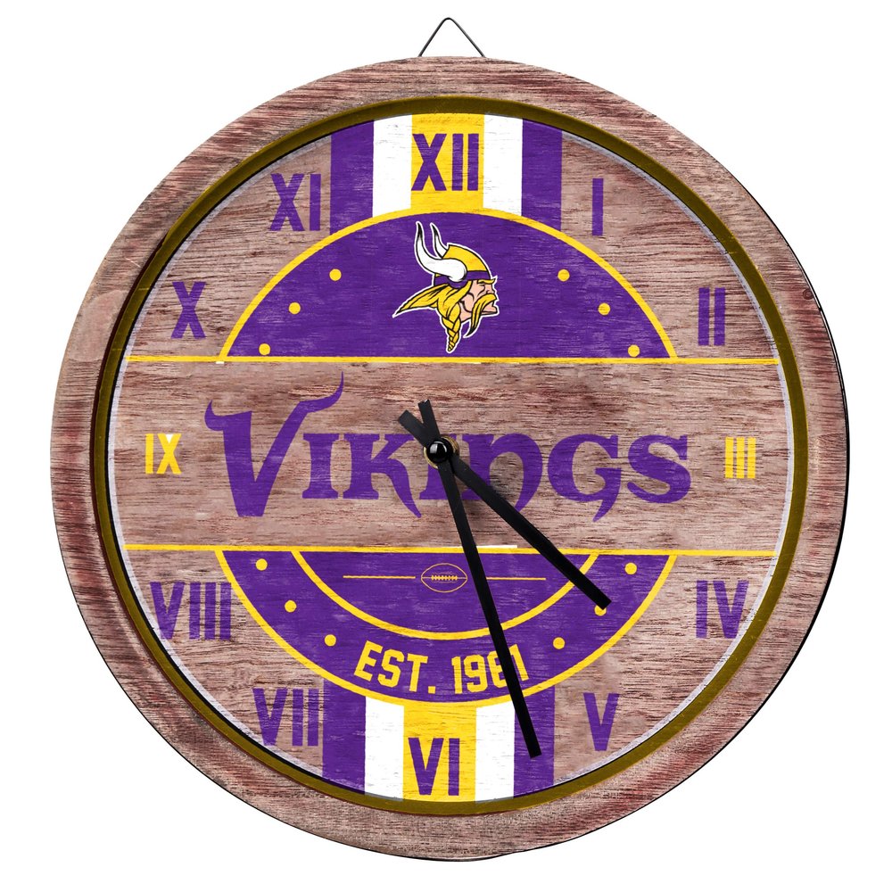 FOCO Minnesota Vikings NFL Barrel Wall Clock
