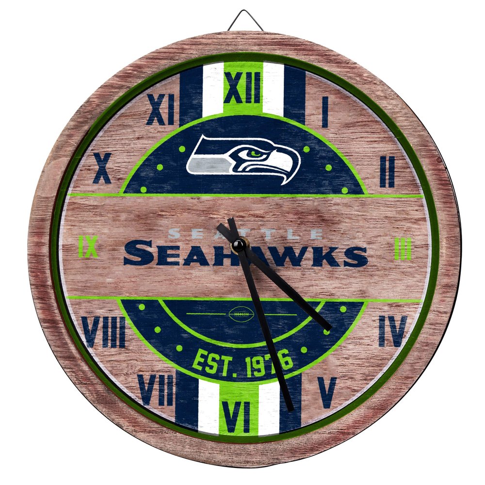 FOCO Seattle Seahawks NFL Barrel Wall Clock