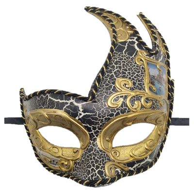 Coolwife Men's Masquerade Mask Vintage Venetian Checkered Musical Party Mardi Gras Mask (X Black)