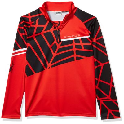 Spyder Active Sports Boys Hideout Zip T-Neck, Volcano, Small
