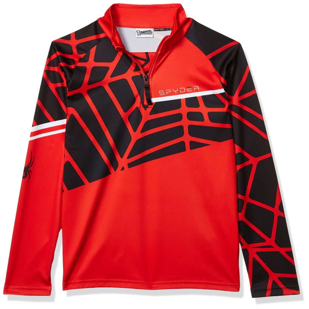 Spyder Active Sports Boys Hideout Zip T-Neck, Volcano, Small