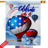 Breeze Decor HS111078-BO July 4th Hot Air Balloon Americana Fourth of Impressions Decorative Vertical 28" x 40" Double Sided House Flag Set Pole Bracket Hardware view 2