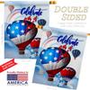 Breeze Decor HS111078-BO July 4th Hot Air Balloon Americana Fourth of Impressions Decorative Vertical 28" x 40" Double Sided House Flag Set Pole Bracket Hardware view 3