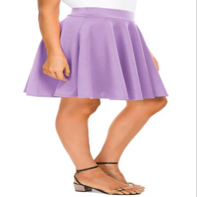 Urban CoCo Women's Basic Midi Skirt Versatile Stretchy Flared Casual High Waisted Skirt(S, Lilac-Long)
