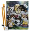 Breeze Decor Dog Bath Time Pups House Flag Set Animals Puppy Spoiled Paw Canine Fur Pet Nature Farm Animal Creature Small Decorative Gift Yard Banner Double-Sided Made in USA 28 X 40 view 1