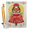 Breeze Decor Christmas Girl House Flag Set Winter Santa Marry Xmas Present Reindeer Season Wintertime Snow Small Decorative Gift Yard Banner Double-Sided Made in USA 28 X 40 view 1