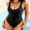 SHEKINI Women's Sexy Zipper Front Swimsuit Low Back High Cut One Piece Bathing Suit(Black, Medium) view 4