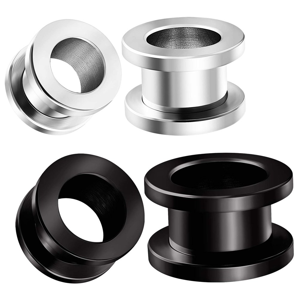 2 Pairs Steel Black Anodized Gauges 11 mm 1/2 inch (12mm) Screw flesh Tunnels Piercing Stretcher Ear Ring Lobe Plugs BG4106