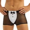 YOOJIA Men's Sheer Mesh Boxer Shorts Waiter Tuxedo Lingerie Underwear Briefs Cosplay Costume Black XX-Large view 2
