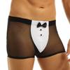 YOOJIA Men's Sheer Mesh Boxer Shorts Waiter Tuxedo Lingerie Underwear Briefs Cosplay Costume Black XX-Large view 3