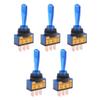 uxcell 5Pcs SPST Latching Rocker Toggle Switch Blue LED Light 20A 12V 3P ON-Off Flat Rod Blue view 1