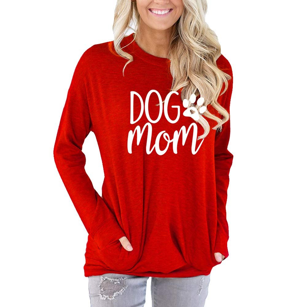 Funny T Shirts Womens Dog Mom Shirt Summer Long Sleeve Tshirt Tops