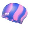 TYR Mens Long Hair Silicone Swim Cap, Purple/Pink view 1