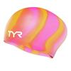 TYR Long Hair Silicone Cap, Orange/Pink, One Size view 1