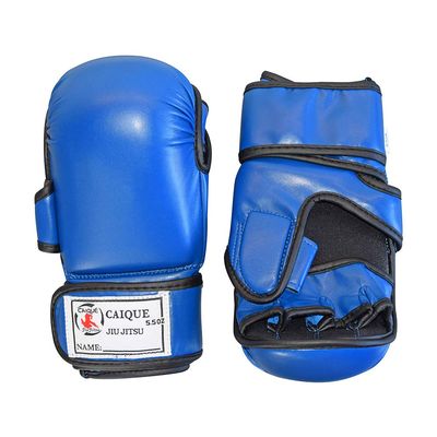 Caique - Gracie Brazilian jiu-Jitsu MMA Training Gloves Real Leather(Blue, Small)