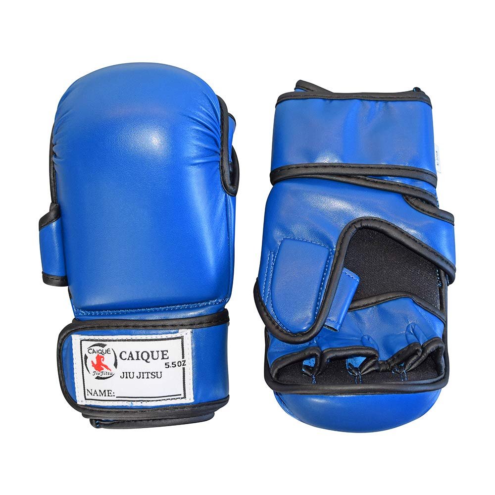 Caique - Gracie Brazilian jiu-Jitsu MMA Training Gloves Real Leather(Blue, Small)