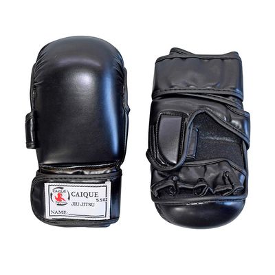 Caique - Gracie Brazilian jiu-Jitsu Real Leather MMA Training Gloves (Black, Small)