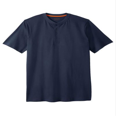 Boulder Creek by Kingsize Men's Big & Tall Heavyweight Longer-Length Short-Sleeve Henley Shirt - L, Steel