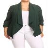 Solid Casual Plus Size Loose Fit Draped Cardigan Blazer Jacket/Made in USA Hunter Green 2XL view 1