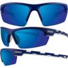 Epoch LINK Sport Golf Motorcycle Riding Sunglasses Blue/White with Blue Mirror Lens view 4