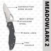 Spyderco Byrd Meadowlark 2 Lightweight Knife with 2.90" Stainless Steel Blade and Gray Non-Slip FRN Handle - CombinationEdge - BY04PSGY2 view 3