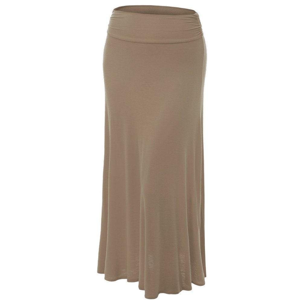 Lock and Love LL WB296 Womens Lightweight Floor Length Maxi Skirt XXXL Taupe