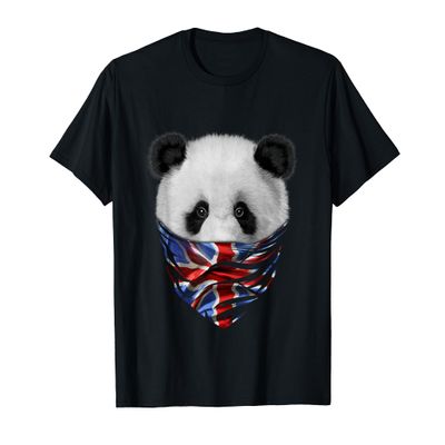 Patriot Giant Panda in British Union Jack Bandana T-Shirt
