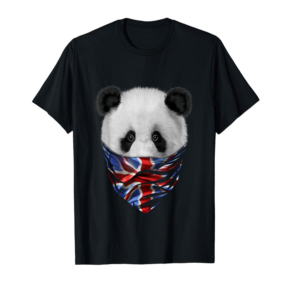 Patriot Giant Panda in British Union Jack Bandana T-Shirt