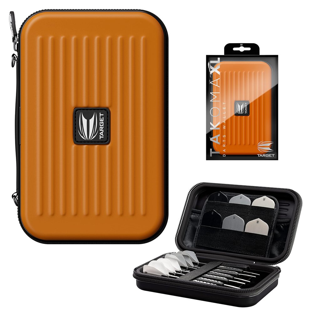 Target Darts Takoma XL Darts Wallet Case, Orange Holds 6 Darts, Protective EVA Holder with Double Zip Lock Pouches Professional Dart Accessories