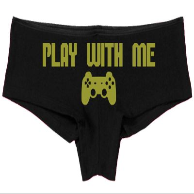 Knaughty Knickers Play with Me Video Game Sexy Flirt Gamer Girl Black Boyshort