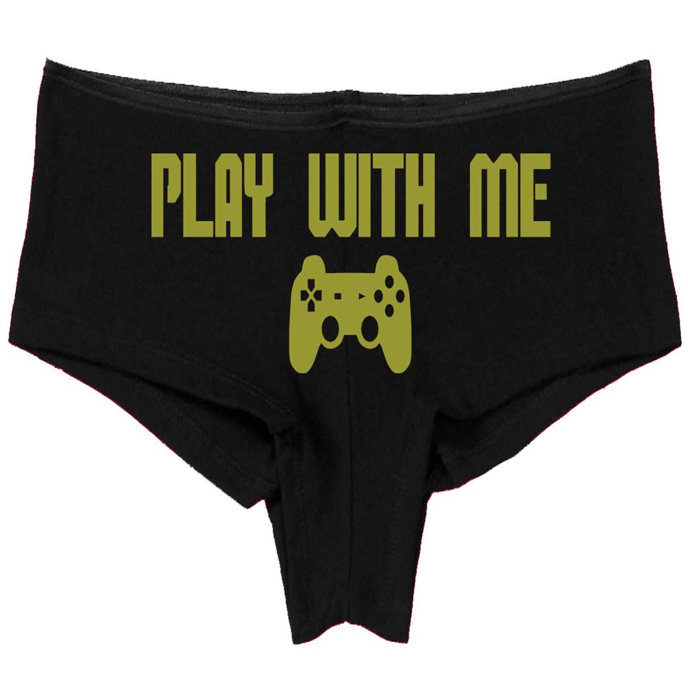 Knaughty Knickers Play with Me Video Game Sexy Flirt Gamer Girl Black Boyshort