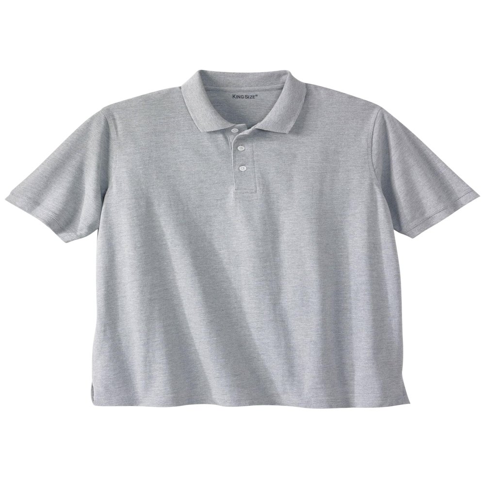 KingSize Men's Big & Tall Shrink-Less Classic Cotton Polo Shirt - 3XL, Heather Grey