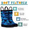 LONECONE Rain Boots with Easy-On Handles in Fun Patterns for Boys and Girls, Play-Proof Flexible Rubber, Durable Non-Slip Treads, Kid-Friendly for Hours of Joy - Shark Shadows (Camo), 5 Toddler view 4