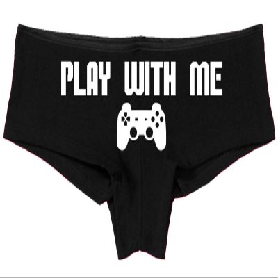 Knaughty Knickers Play with Me Video Game Sexy Flirt Gamer Girl Black Boyshort