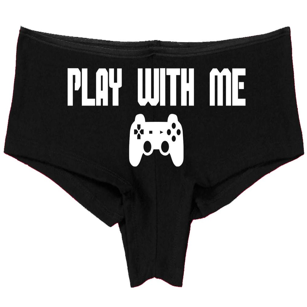 Knaughty Knickers Play with Me Video Game Sexy Flirt Gamer Girl Black Boyshort