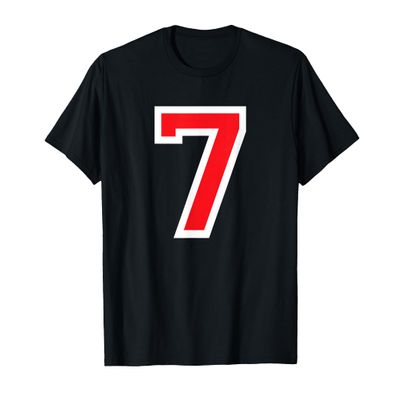 #7 Jersey Uniform Varsity Sports Red Number, 7th Birthday T-Shirt