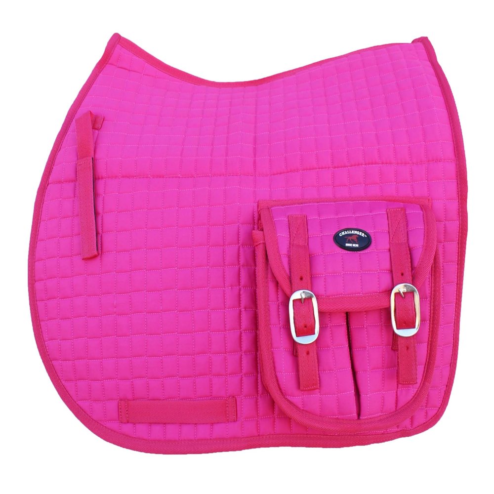 CHALLENGER Horse English Quilted All-Purpose Saddle Pad Hot Pink w/Pockets 72123