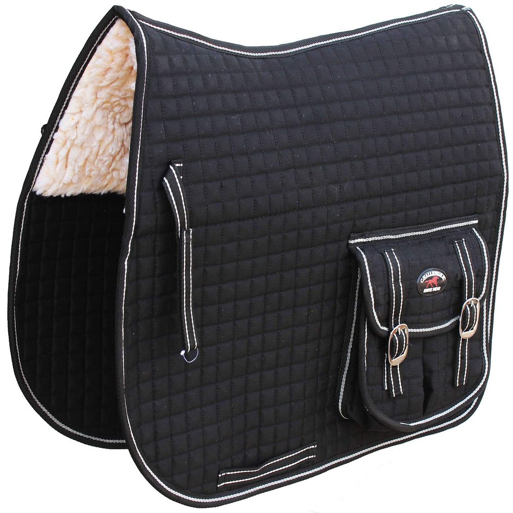 Horse English Quilted Fleece Padded All-Purpose Saddle Pad with Pockets 72122