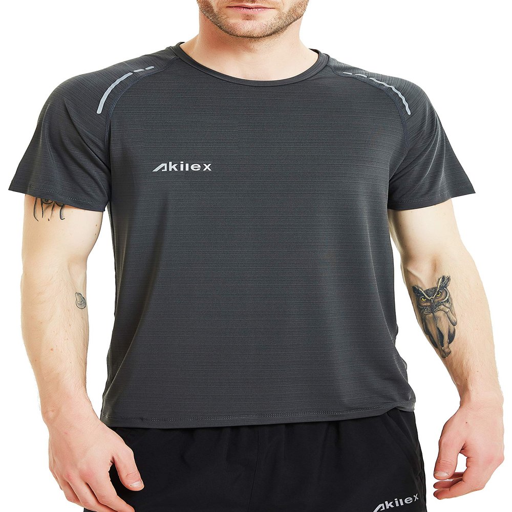Akilex Mens Running Dry Fit T-Shirt Athletic Outdoor Short Sleeve Comfortable Sports Top