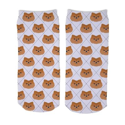 Adorable Dog Breed Design Novelty Argyle Socks (Pomeranian)