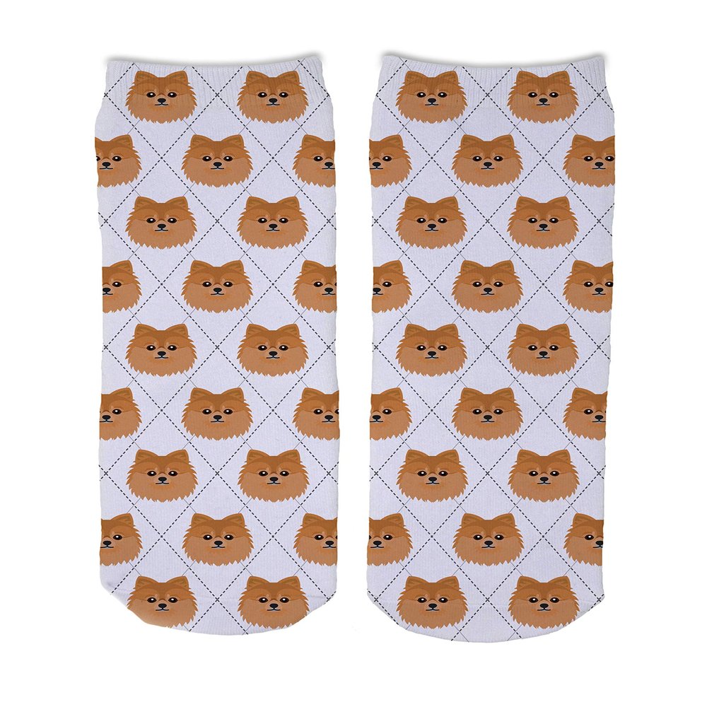 Adorable Dog Breed Design Novelty Argyle Socks (Pomeranian)