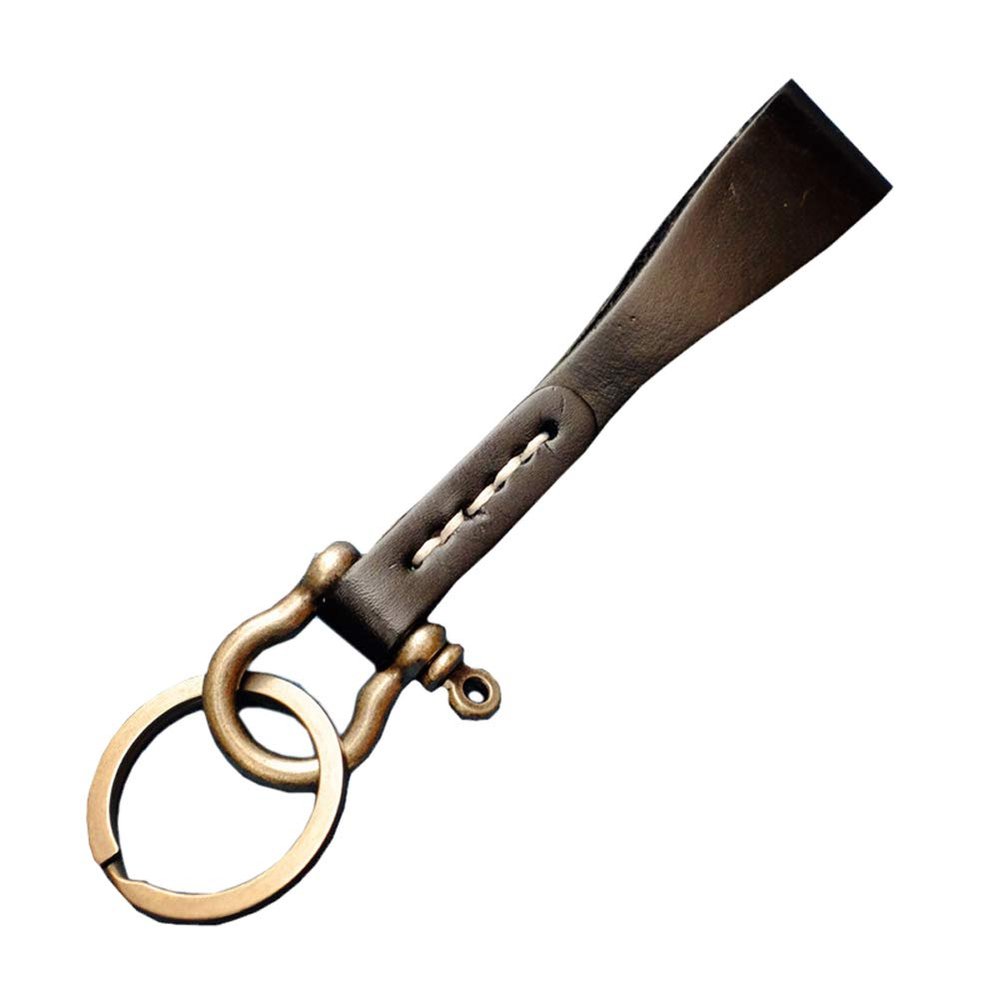 1 Pack PU-Leather Keychain Elegant Handmade Car Key Chain with Horseshoe Buckle D Ring and Key Ring Handmade Key Chain Strap and Alloy Ring to Organize Keys Black Strap