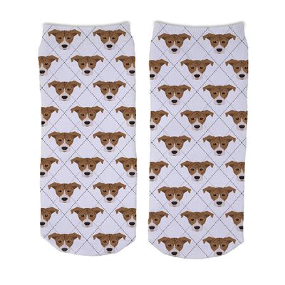 Adorable Dog Breed Design Novelty Argyle Socks (Brindle Hound)