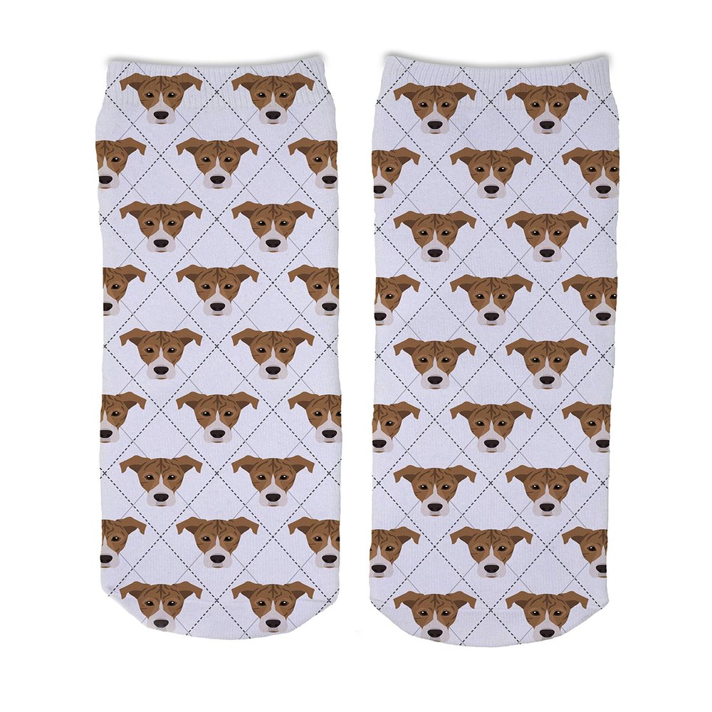 Adorable Dog Breed Design Novelty Argyle Socks (Brindle Hound)