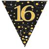 Party Bunting Sparkling Fizz 16 Black & Gold Holographic 11 flags 3.9m view 1
