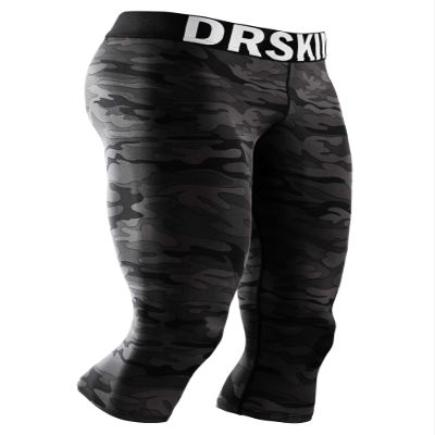 DRSKIN 1 Pack Mens 3/4 Compression Pants Tights Leggings Shorts Sports Baselayer Running Workout Active (Classic MBB802, S)