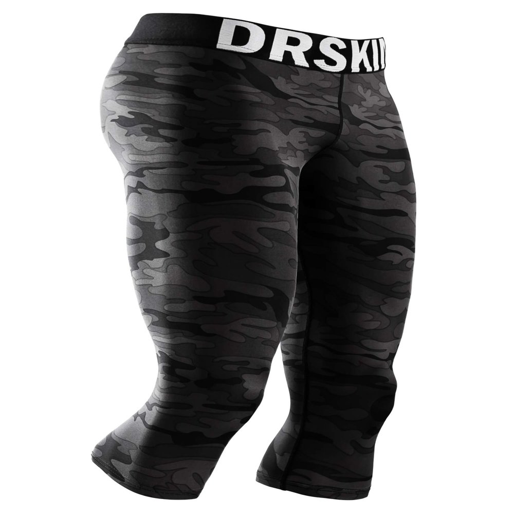 DRSKIN 1 Pack Mens 3/4 Compression Pants Tights Leggings Shorts Sports Baselayer Running Workout Active (Classic MBB802, S)